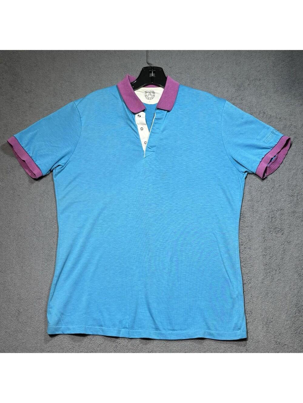 Vintage Levis Polo Shirt Teal Purple 80s Surf Skate Vaporwave Size L